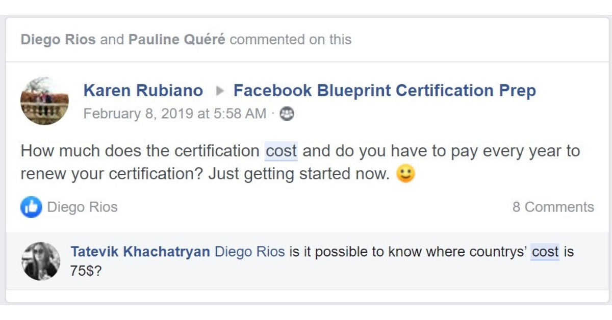 facebook blueprint exam cost